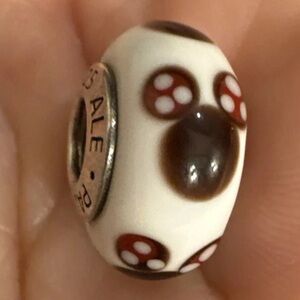 Pandora White and Brown Charm Bead